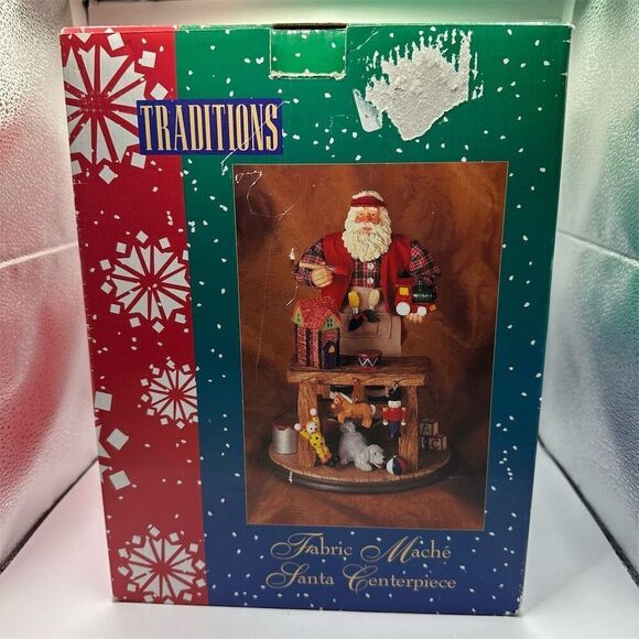 Traditions Vintage Santa Claus Toy Maker Figurine Fabric Mache Santa Centerpiece - Picture 16 of 16